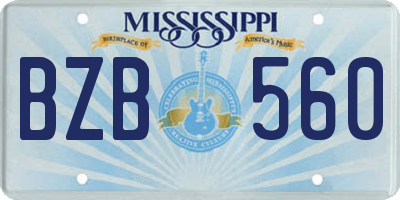MS license plate BZB560