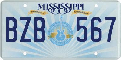 MS license plate BZB567