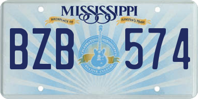 MS license plate BZB574