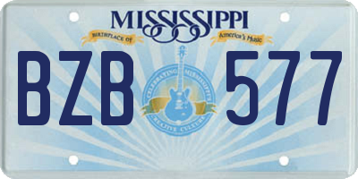 MS license plate BZB577