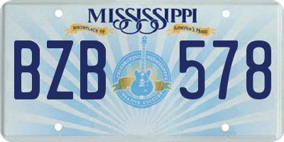 MS license plate BZB578