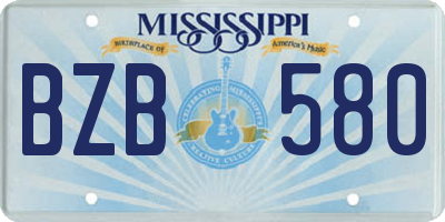 MS license plate BZB580