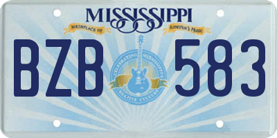MS license plate BZB583