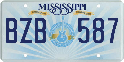 MS license plate BZB587
