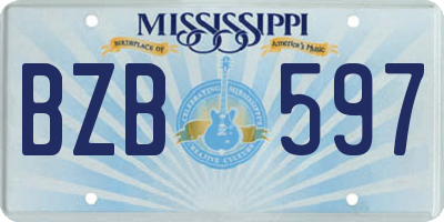 MS license plate BZB597
