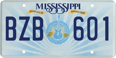 MS license plate BZB601