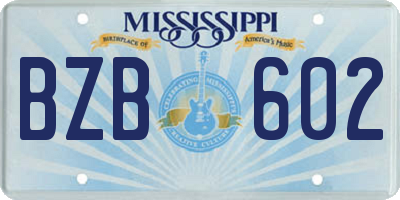 MS license plate BZB602