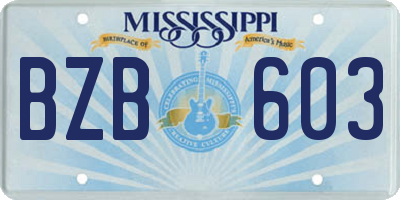 MS license plate BZB603
