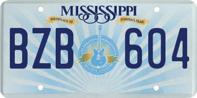 MS license plate BZB604