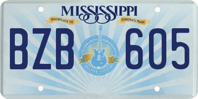MS license plate BZB605