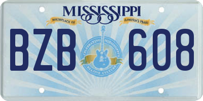 MS license plate BZB608