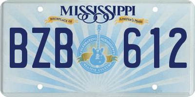 MS license plate BZB612