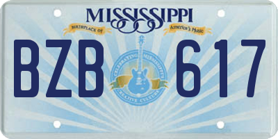MS license plate BZB617