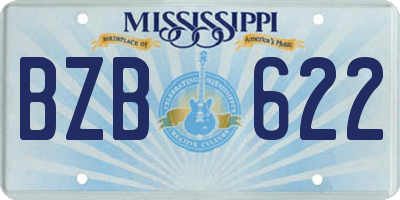 MS license plate BZB622
