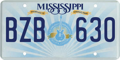 MS license plate BZB630