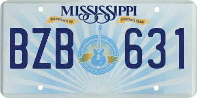 MS license plate BZB631