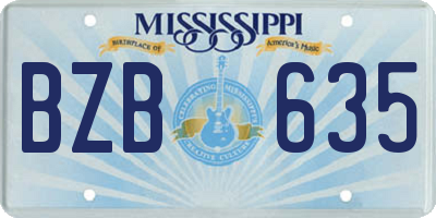 MS license plate BZB635