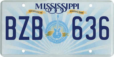 MS license plate BZB636