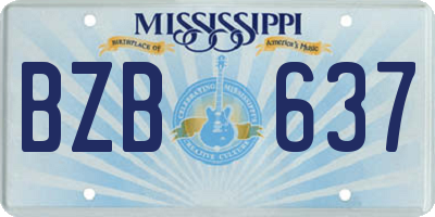 MS license plate BZB637