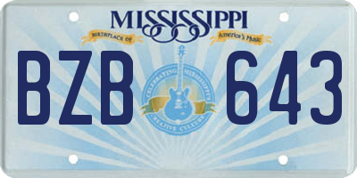 MS license plate BZB643