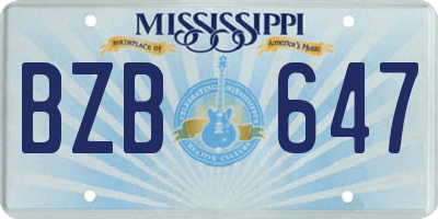 MS license plate BZB647