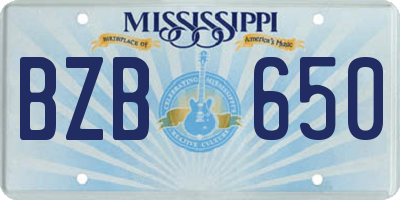 MS license plate BZB650