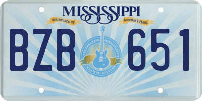 MS license plate BZB651