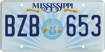 MS license plate BZB653