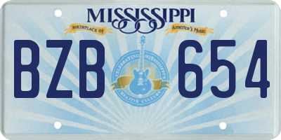 MS license plate BZB654