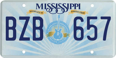 MS license plate BZB657