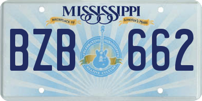 MS license plate BZB662