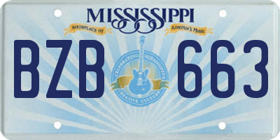 MS license plate BZB663
