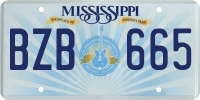 MS license plate BZB665