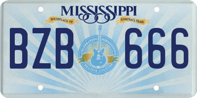 MS license plate BZB666