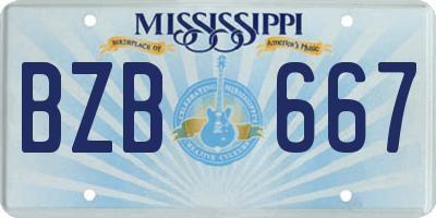 MS license plate BZB667