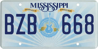 MS license plate BZB668