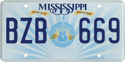 MS license plate BZB669