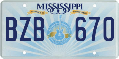 MS license plate BZB670