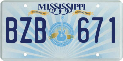 MS license plate BZB671