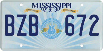 MS license plate BZB672