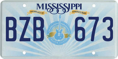 MS license plate BZB673