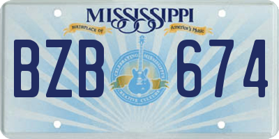 MS license plate BZB674