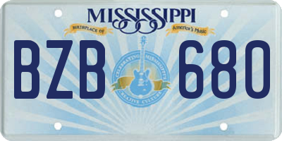 MS license plate BZB680