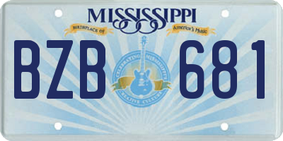 MS license plate BZB681
