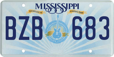 MS license plate BZB683