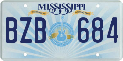 MS license plate BZB684