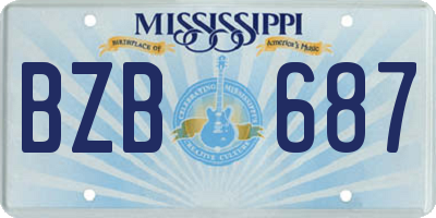 MS license plate BZB687