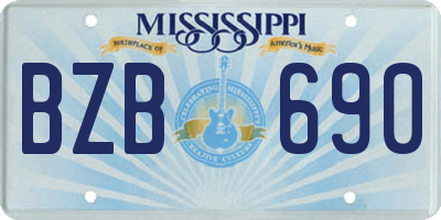 MS license plate BZB690