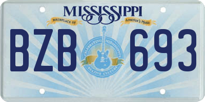 MS license plate BZB693