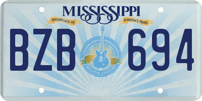 MS license plate BZB694